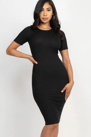 Ribbed Bodycon Midi Dress - Fashionmj