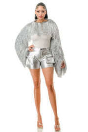 Metallic Tinsel Bolero - Fashionmj