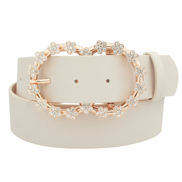 3d Rhinestone Flower Double Circle Belt - Fashionmj