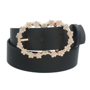 3d Rhinestone Flower Double Circle Belt - Fashionmj