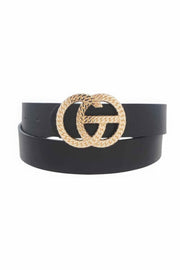 Chain Textured Metal Buckle Belt - Fashionmj