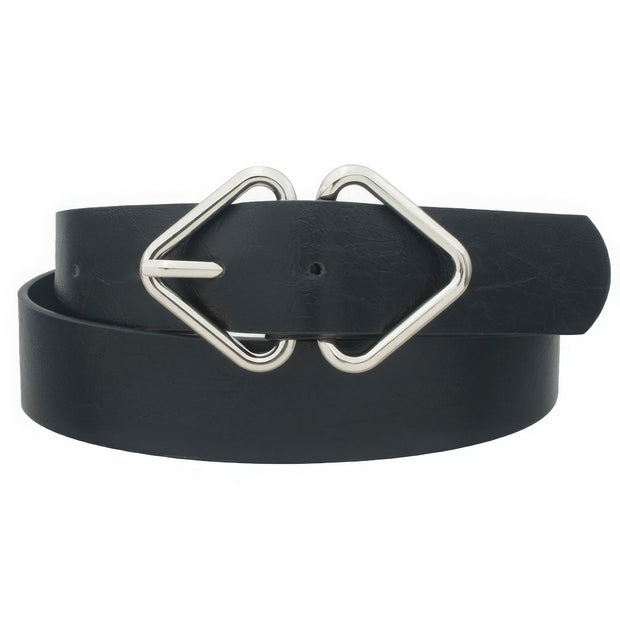 Mirrored Triangle Cracked Pu Buckle Belt - Fashionmj