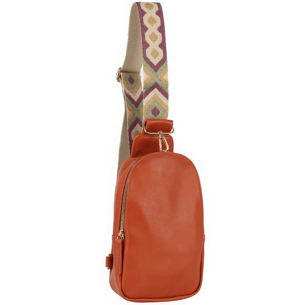 Smooth Zipper Sling Crossbody With Guitar Strap - Fashionmj