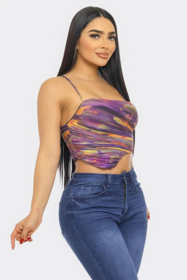 Mesh Print Top - Fashionmj