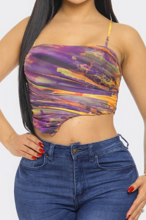 Mesh Print Top - Fashionmj