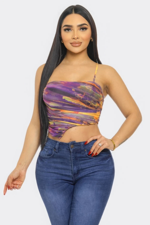 Mesh Print Top - Fashionmj