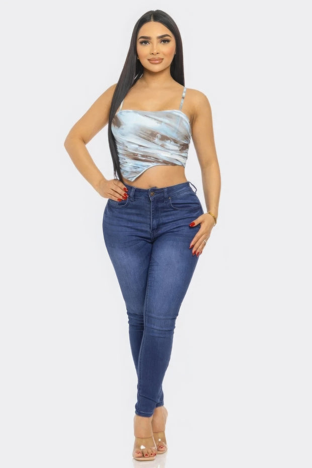 Mesh Print Top - Fashionmj