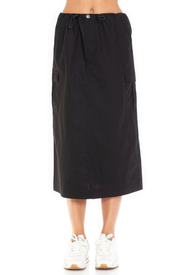 Cargo Skirt With Drawstring Midi Skirt - Fashionmj