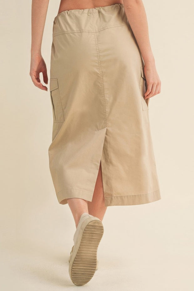 Cargo Skirt With Drawstring Midi Skirt - Fashionmj