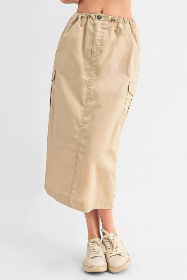 Cargo Skirt With Drawstring Midi Skirt - Fashionmj