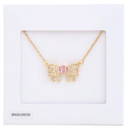 Rhinestone Bow Metal Necklace - Fashionmj