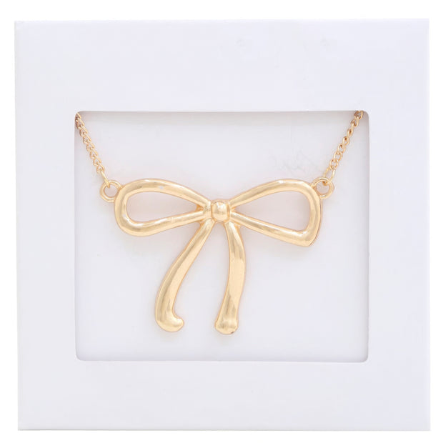 Bow Pendant Metal Necklace - Fashionmj