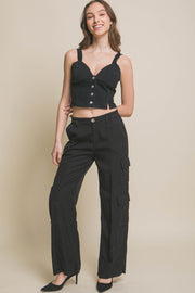 Full-length Tencel Pants With Cargo Pockets - Fashionmj