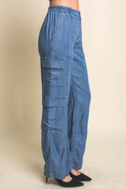 Full-length Tencel Pants With Cargo Pockets - Fashionmj