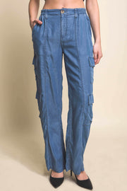 Full-length Tencel Pants With Cargo Pockets - Fashionmj