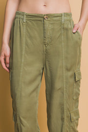 Full-length Tencel Pants With Cargo Pockets - Fashionmj