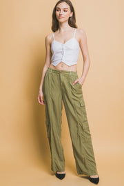 Full-length Tencel Pants With Cargo Pockets - Fashionmj