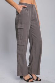 Full-length Tencel Pants With Cargo Pockets - Fashionmj