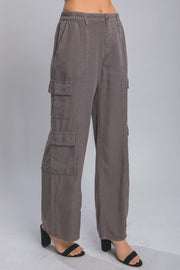 Full-length Tencel Pants With Cargo Pockets - Fashionmj