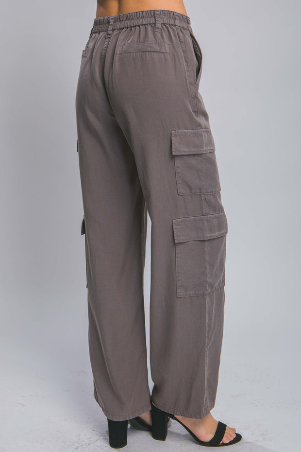 Full-length Tencel Pants With Cargo Pockets - Fashionmj