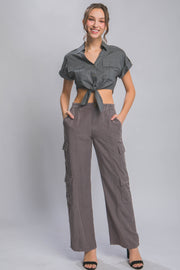 Full-length Tencel Pants With Cargo Pockets - Fashionmj