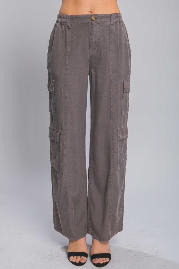 Full-length Tencel Pants With Cargo Pockets - Fashionmj