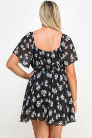 Plus Size Floral Chiffon Dress - Fashionmj