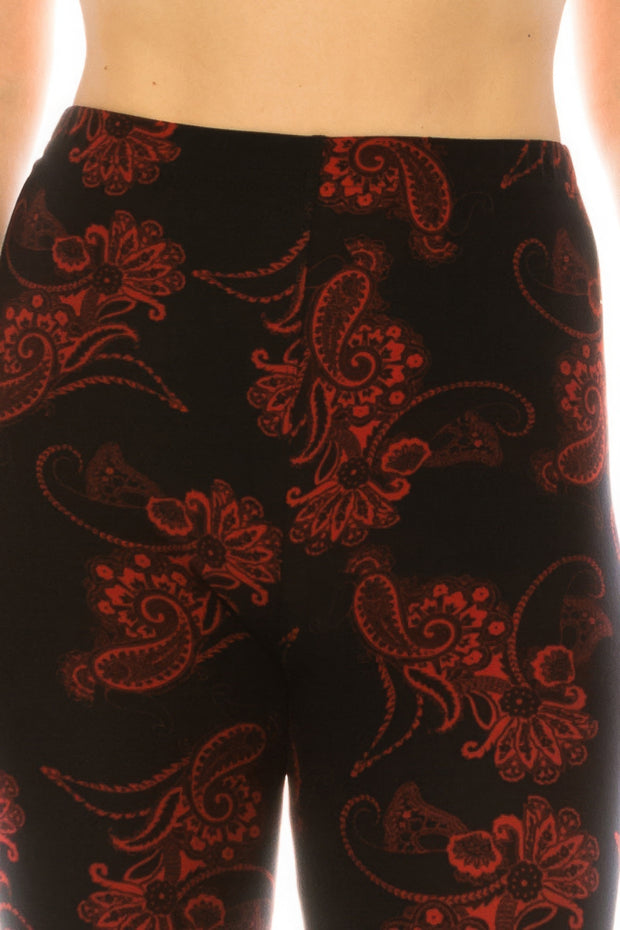 Printed High Waisted Leggings With Elastic Waistband - Fashionmj