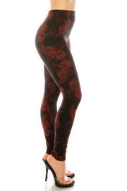 Printed High Waisted Leggings With Elastic Waistband - Fashionmj