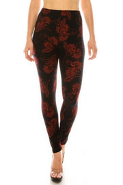 Printed High Waisted Leggings With Elastic Waistband - Fashionmj