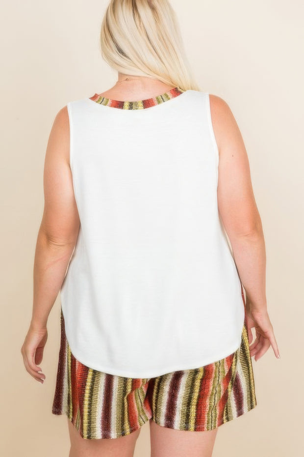 Plus Size Solid Sleeveless French Terry Tank Top - Fashionmj