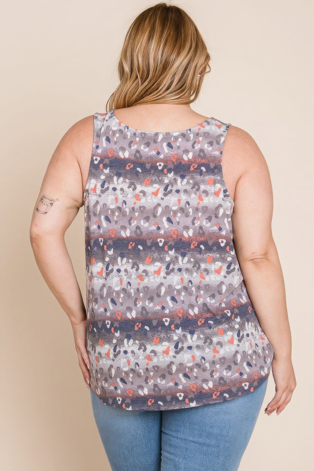 Plus Size Multi Tie Dye Animal Printed Tunic Tank - Fashionmj