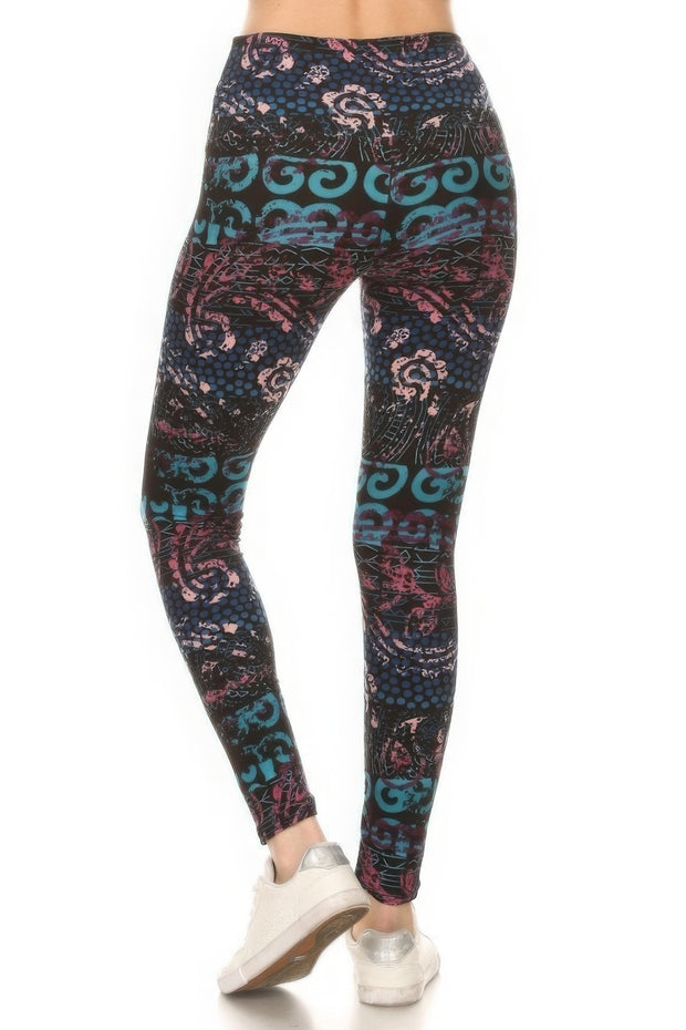 5-inch Long Yoga Style Banded Lined Mixed Pattern Print - Fashionmj