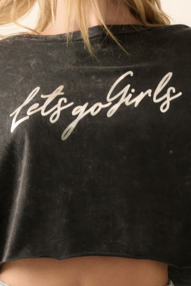 Lets Go Girls Metallic Vintage Wash Graphic Tee