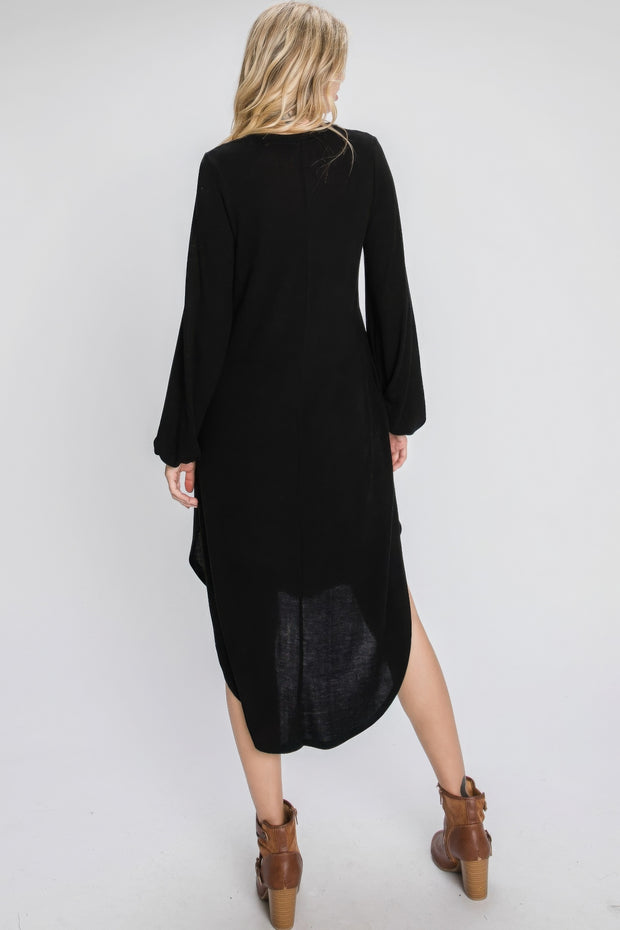 Minimal Long Sleeve Midi Dress - Fashionmj