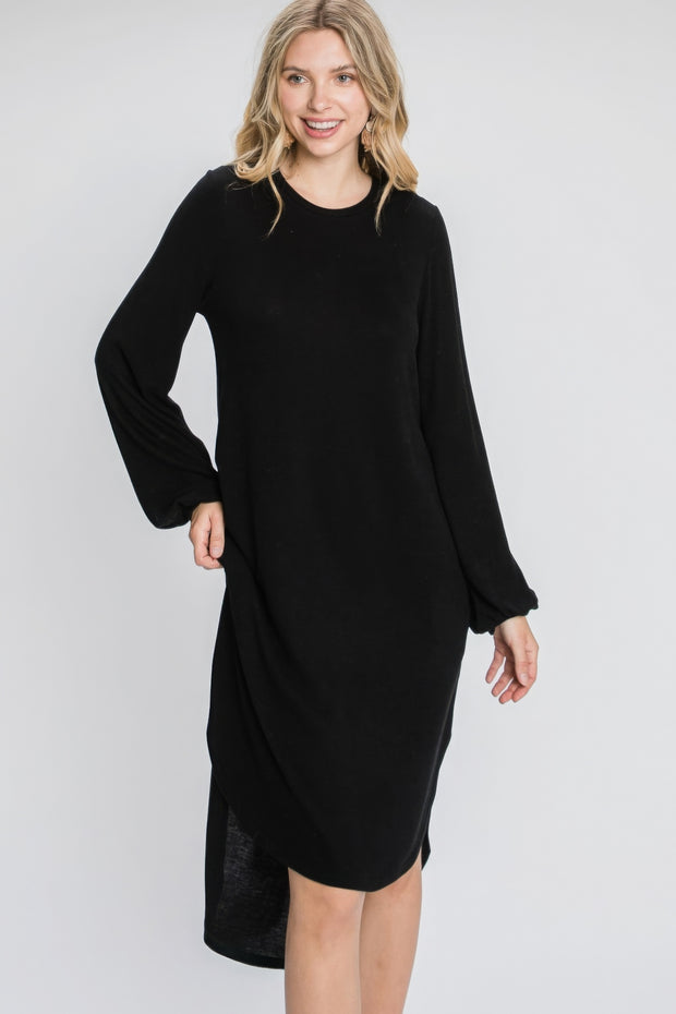 Minimal Long Sleeve Midi Dress - Fashionmj