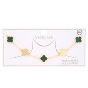 Clover Charm Station Gold Dipped Necklace - Fashionmj