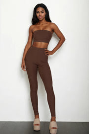 Ribbed Tube Top & Leggings Set - Fashionmj