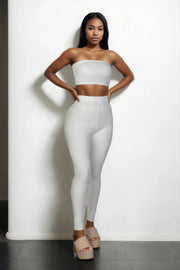 Ribbed Tube Top & Leggings Set - Fashionmj