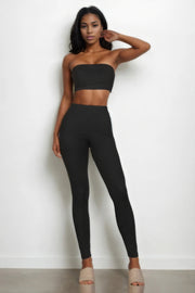 Ribbed Tube Top & Leggings Set - Fashionmj