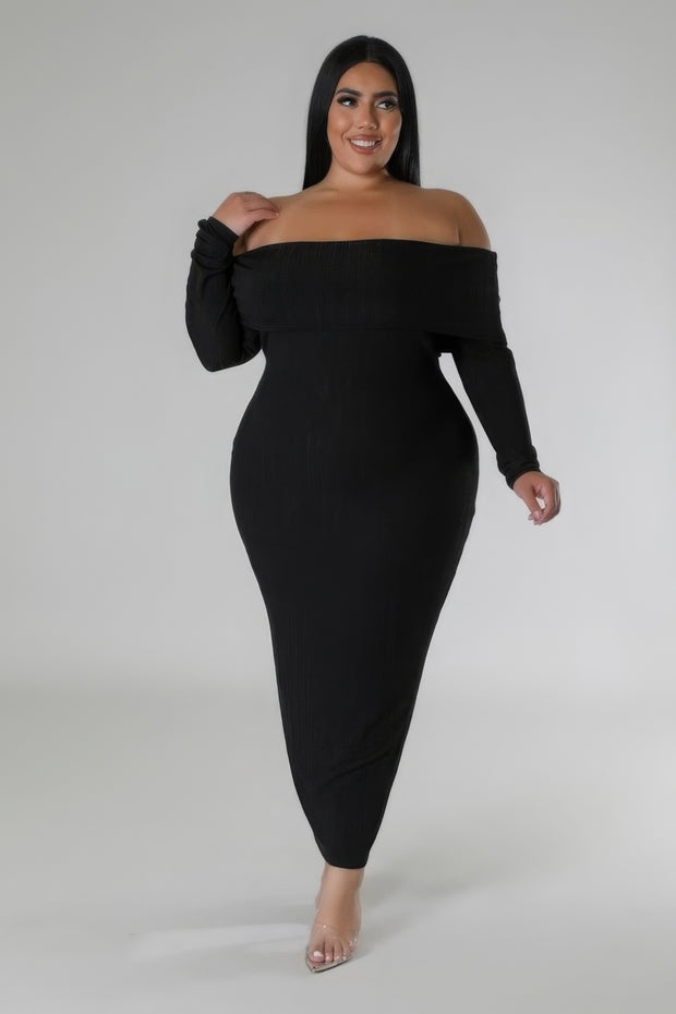 Off Shoulders Stretch Dress - Fashionmj