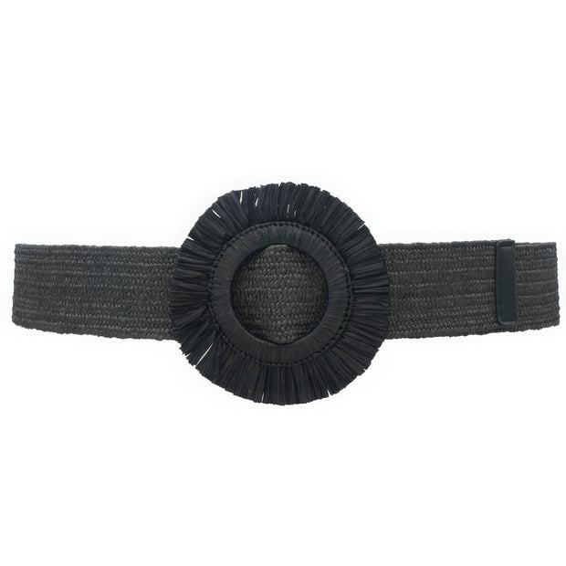 Fringe Circle Straw Belt - Fashionmj