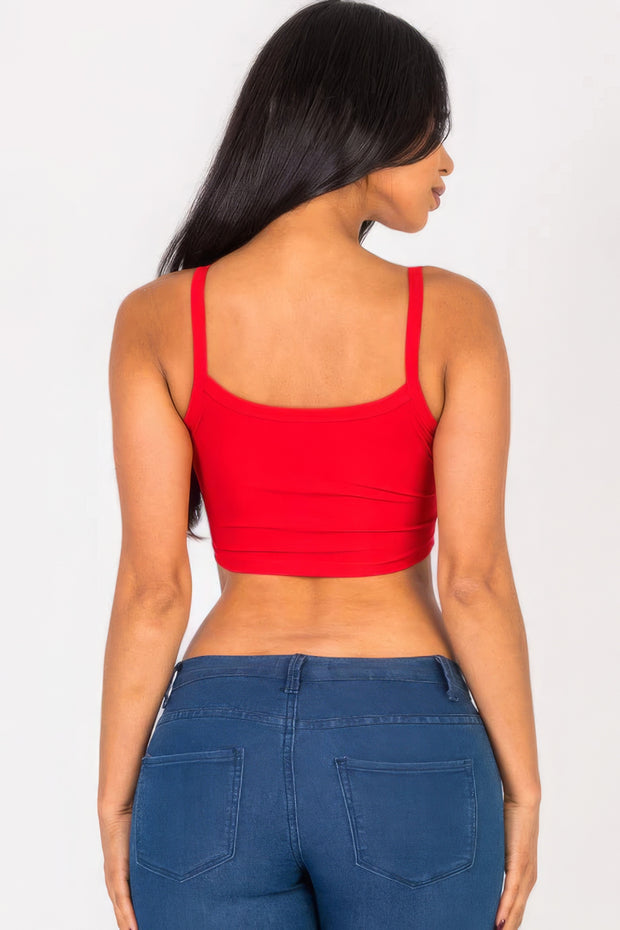 Ribbed Knit Cami Crop Top - Fashionmj