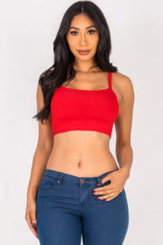 Ribbed Knit Cami Crop Top - Fashionmj