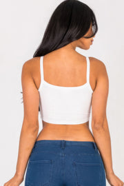 Ribbed Knit Cami Crop Top - Fashionmj