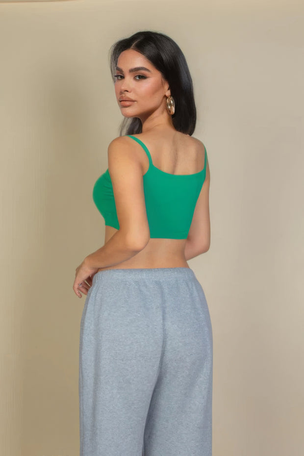 Ribbed Knit Cami Crop Top - Fashionmj