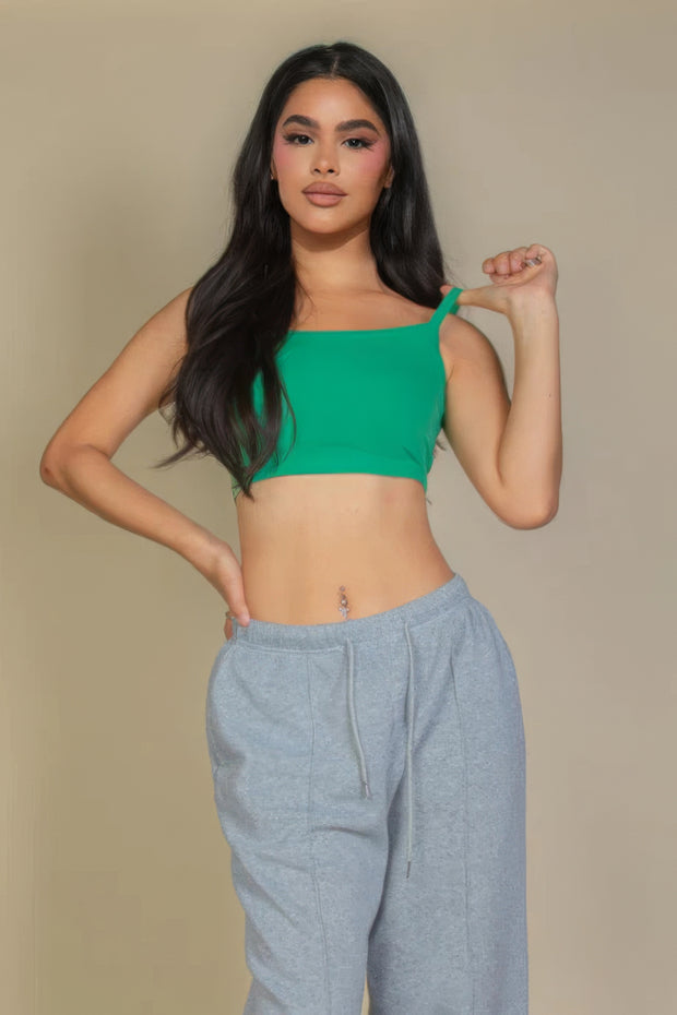 Ribbed Knit Cami Crop Top - Fashionmj