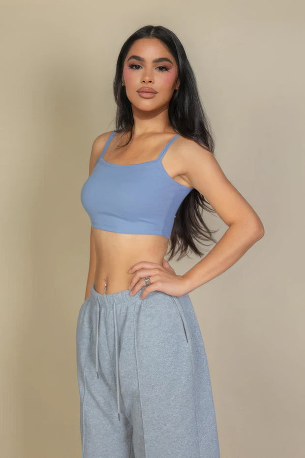 Ribbed Knit Cami Crop Top - Fashionmj