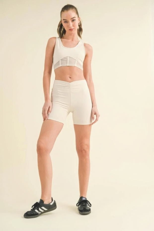 Ruched Waist Biker Shorts