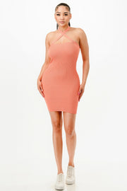 Halter Neck Bodycon Dress - Fashionmj